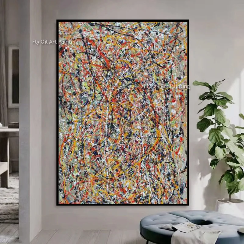 Abstract Colorful Messy Color Artwork Large New Design Wall Art On Canvas Hand Painted Colorful Hearts Oil Painting For Decor