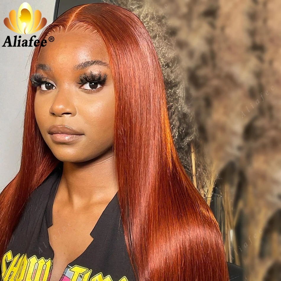 Straight Lace Front Wigs Human Hair Ginger hd Lace Wig 13x6 Human Hair 200 Density Human Hair Wig Orange Brown Remy Hair Wig