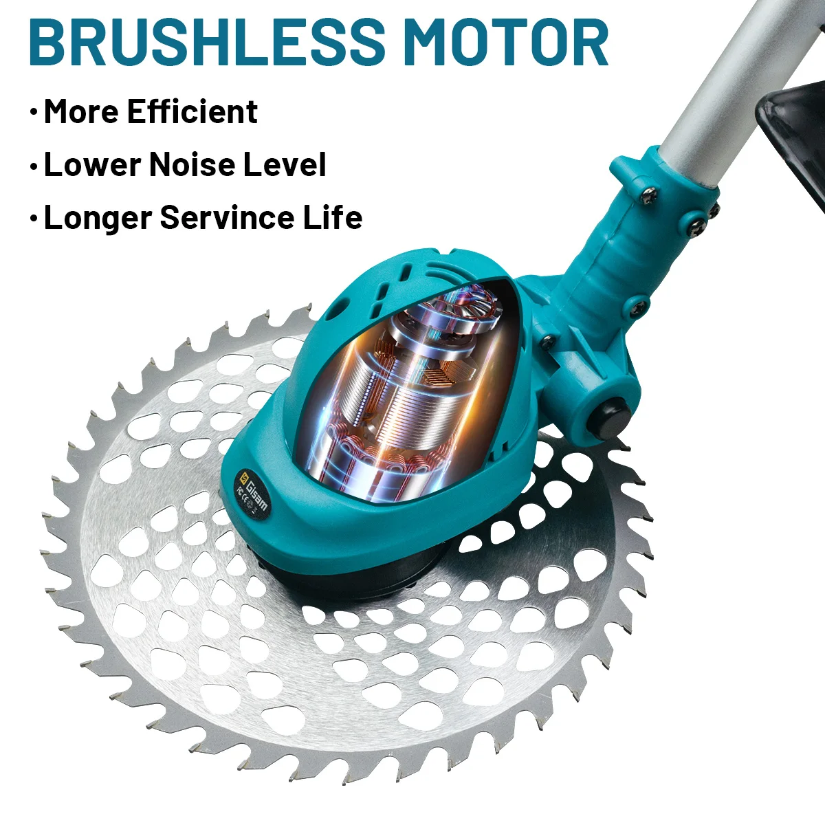 Gisam Brushless 10Inch Electric Lawn Mower 36000RPM Grass Trimmer Length Adjustable Garden Power Tool For Makita 18V Battery Pin