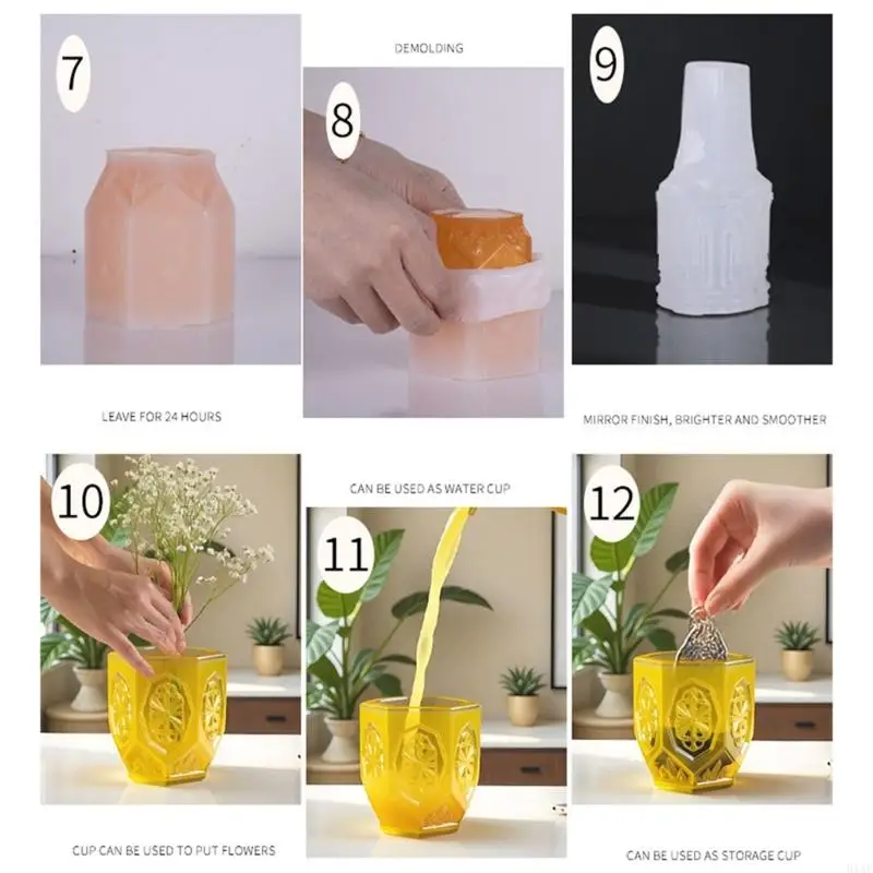 91AF Church Window Relief Flower Pot Silicone Mold For Crafting Resin Planters And Decorative Accessories Cups