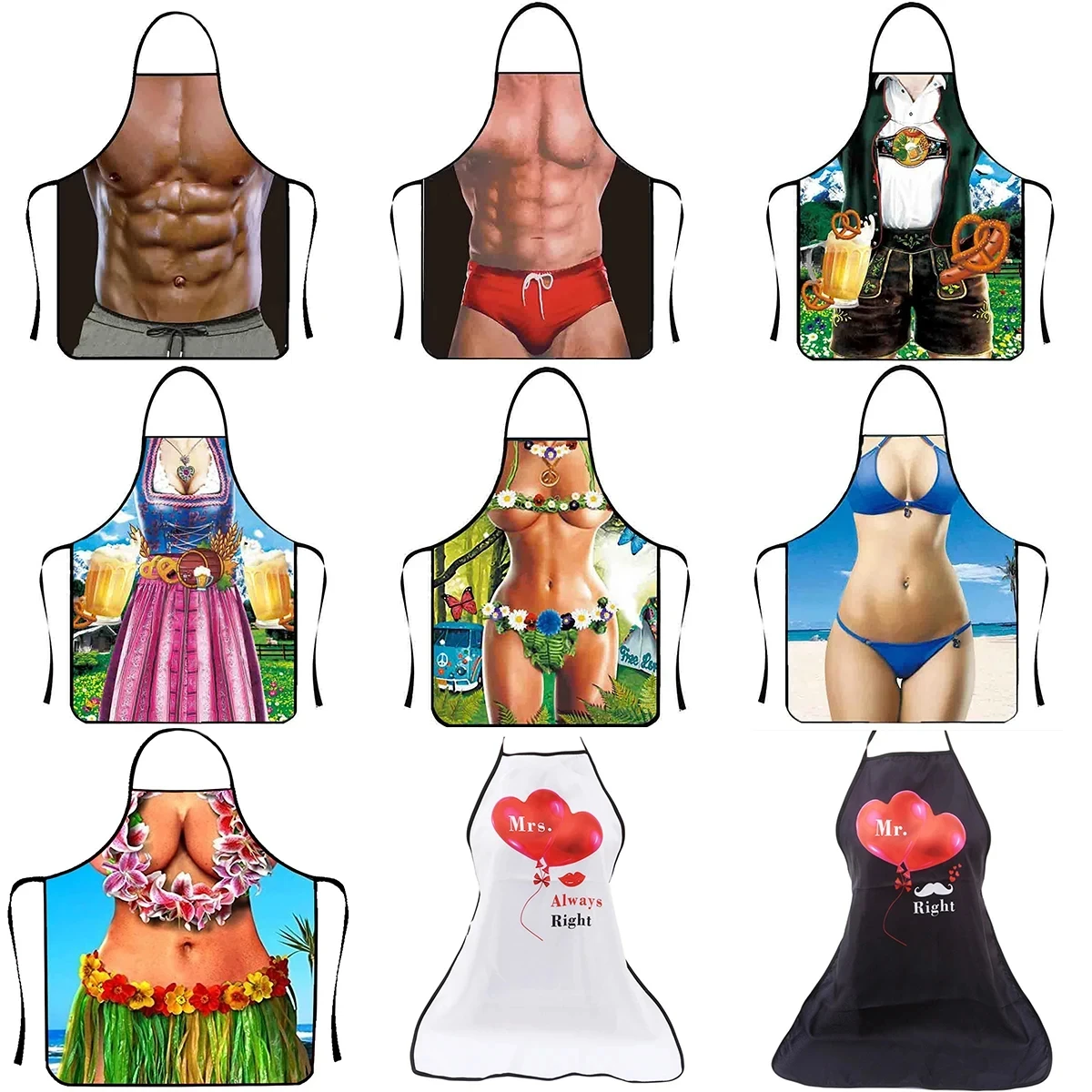 Kitchen Apron Funny Chef Cooking Gag Gift Creative Funny Grilling Baking Party Aprons for Men Women