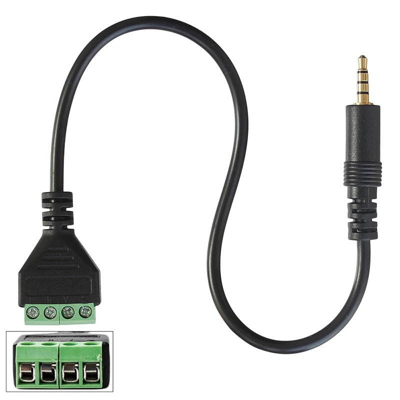 3.5mm Male 4 pole Audio Video to Screw Terminal Block Plug Connector Cable 0.3m