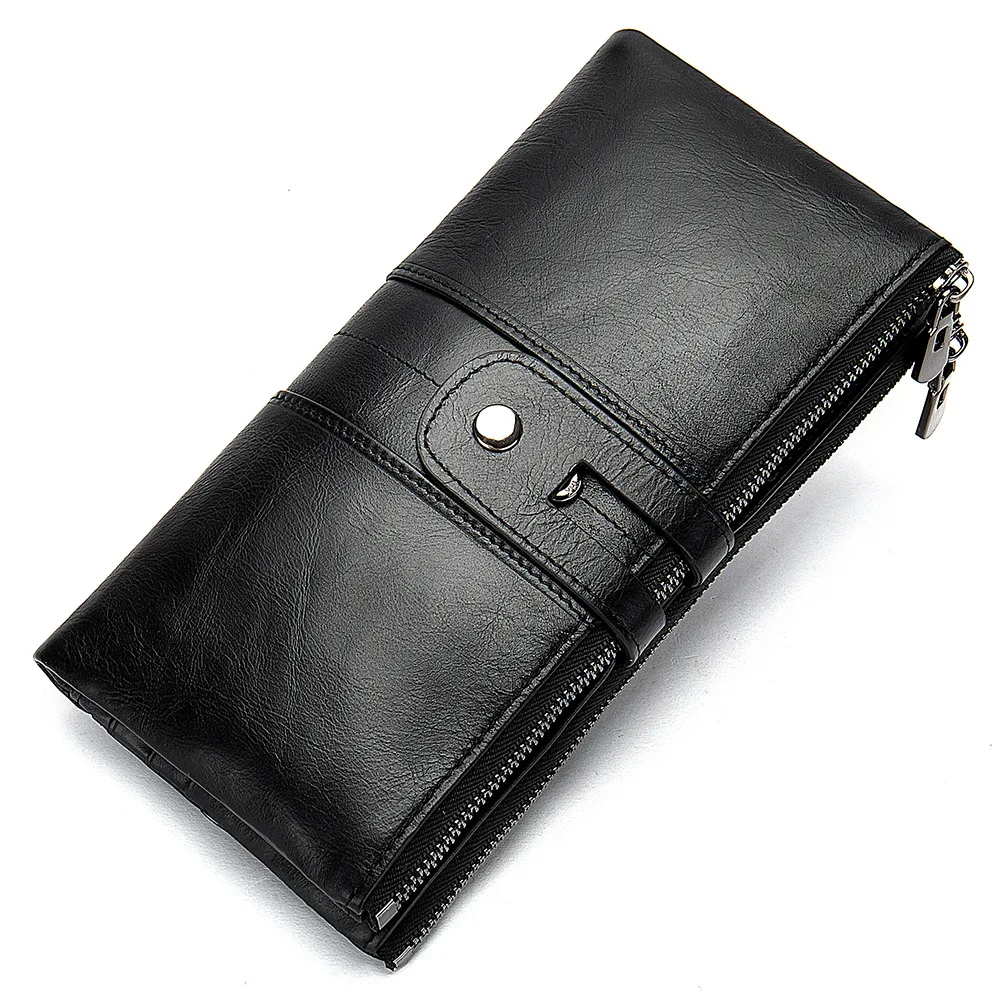 

MVA Korean Vintage Genuine Leather Wallet Long Style Purses Men CLutch Multifunctional Money Clips Unisex Card Pouch Phone Bag