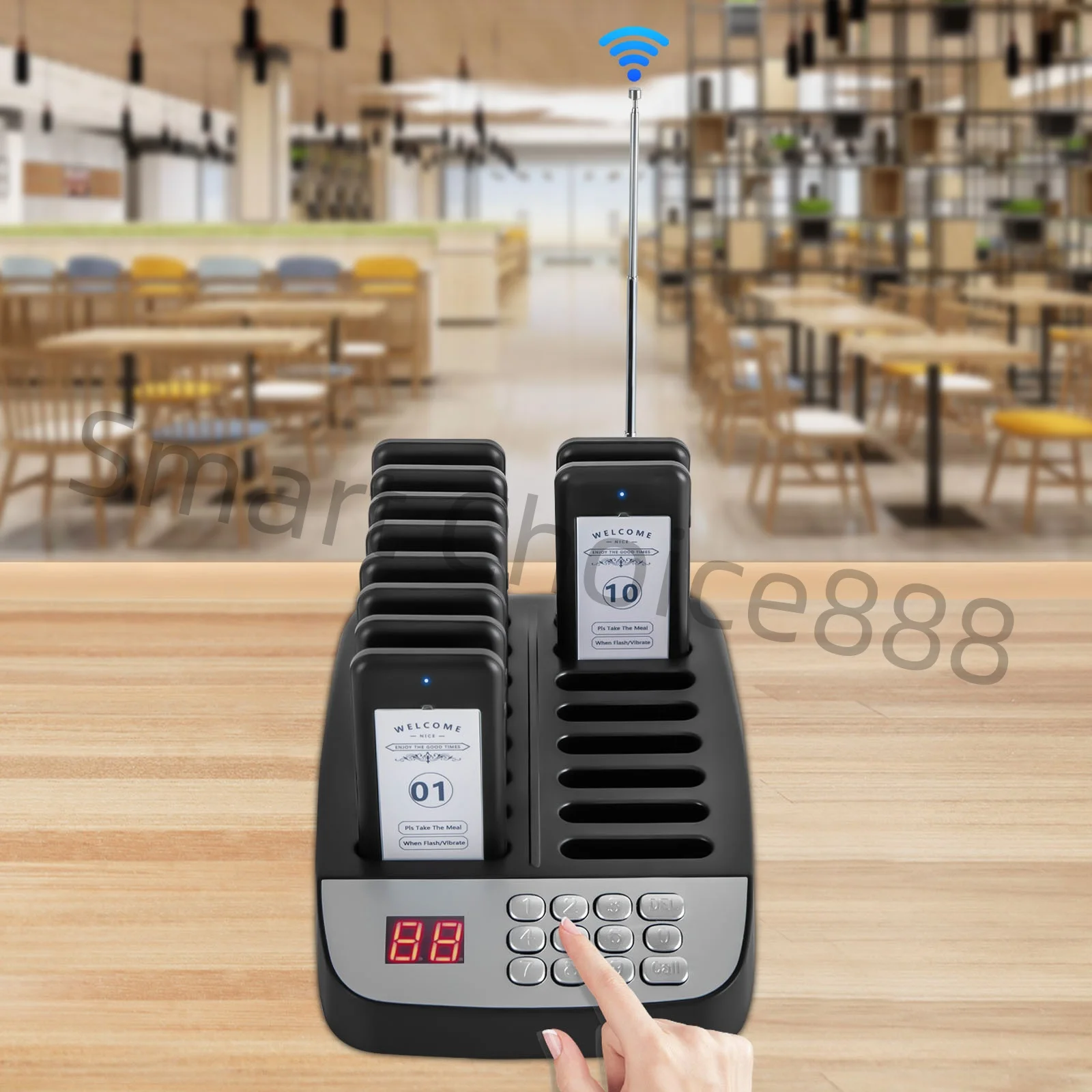 Sistema cercapersone ristorante Wirelesslink Sistema di chiamata wireless con pannello touch per sistema cercapersone coda ospiti ristorante caffetteria
