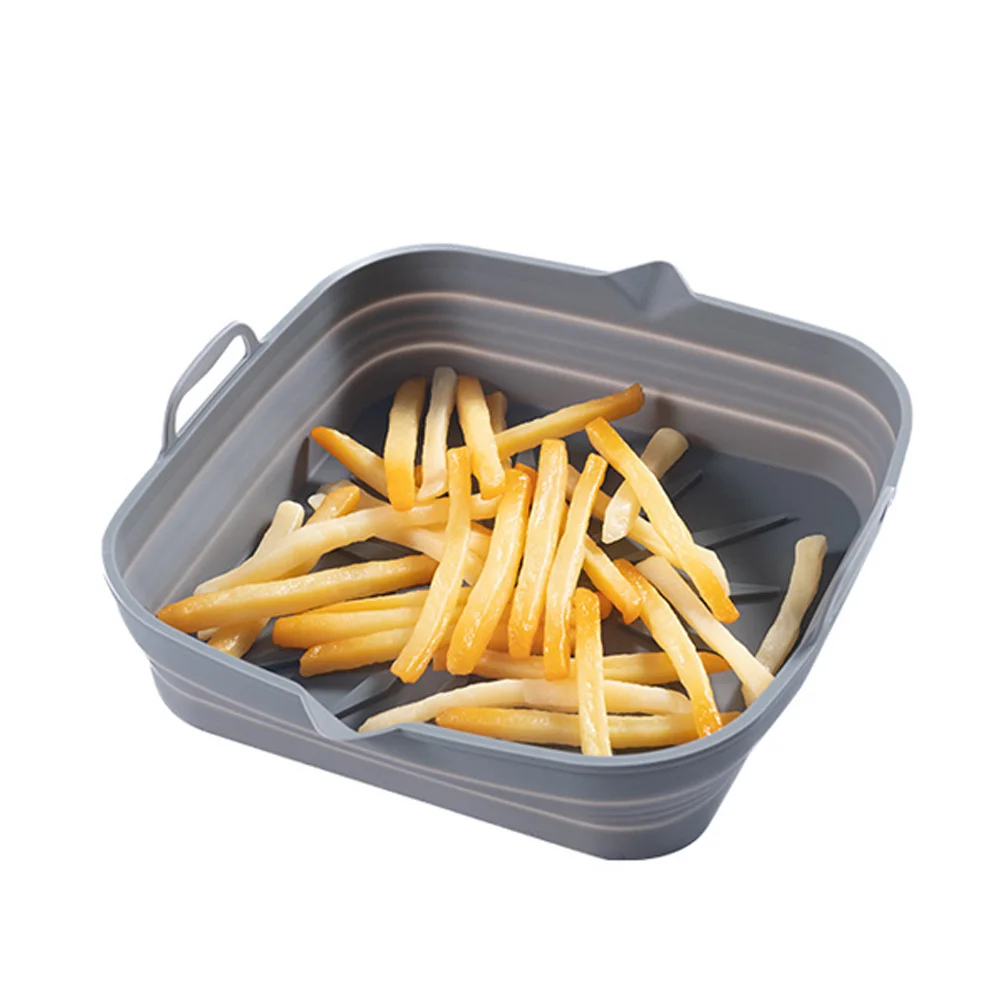 Silicone Air Fryers Liner Oven Baking Tray Square Oven Baking Tray Basket Reusable Liner Pizza Basket Mat Insert Dish Pan