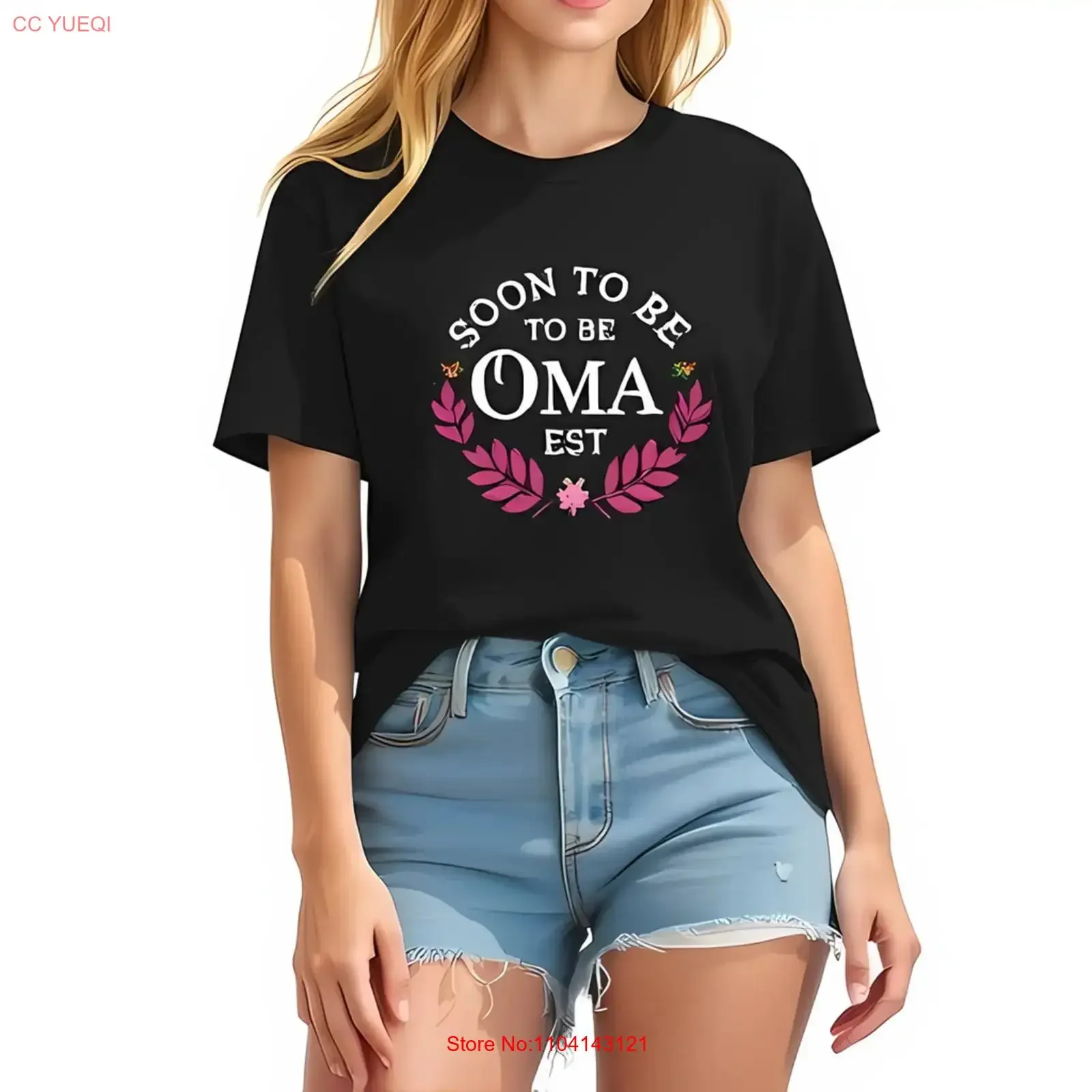 Soon to be Oma Est Black Oversized Cotton T Shirt with Pink Floral All vintage Washed graphic Stylish Versatile Soft Unisex