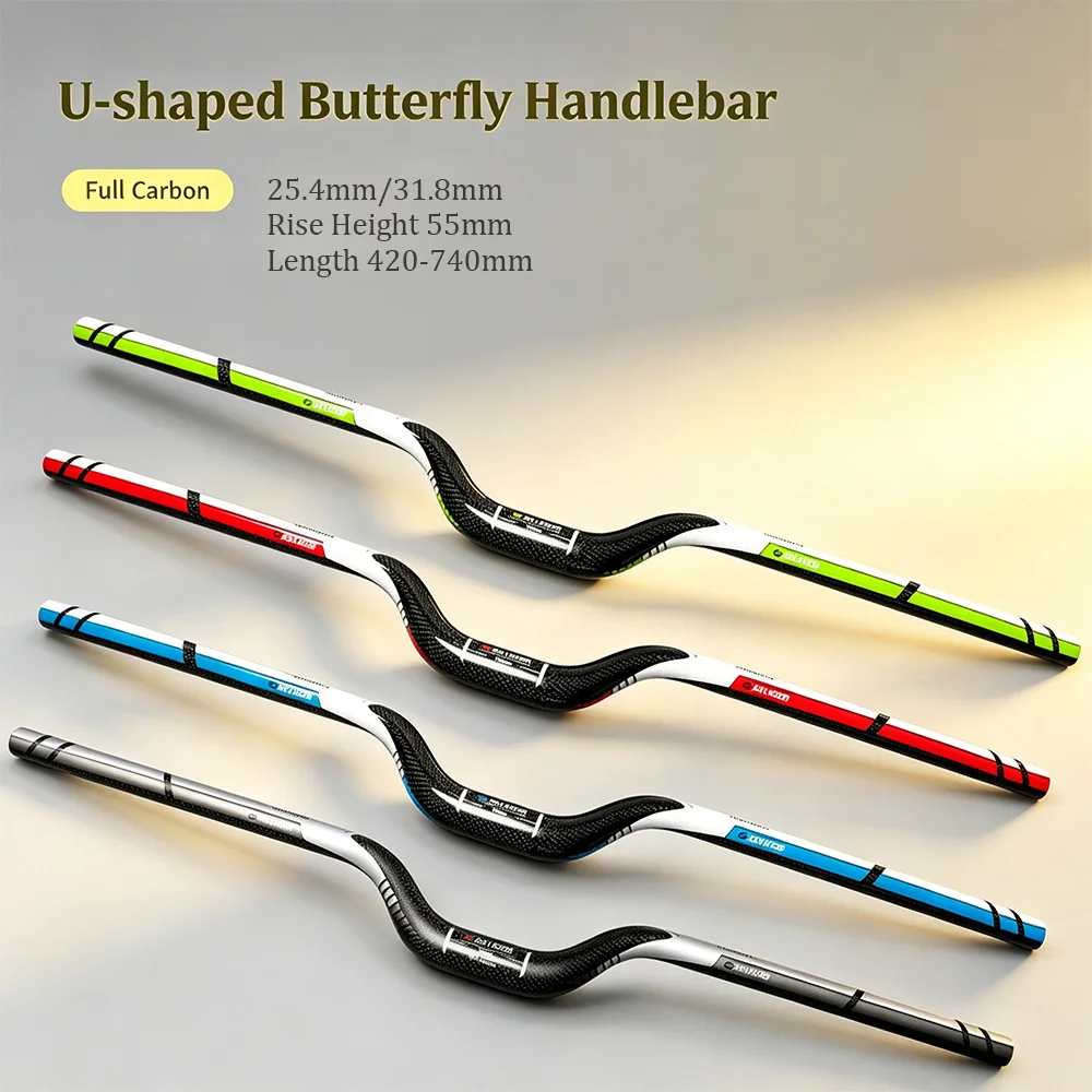 Vollcarbon Mini-Riser-Lenker für Faltrad U-förmiges Butterfly-Design 25,4mm/31,8mm Durchmesseroptionen verfügbar