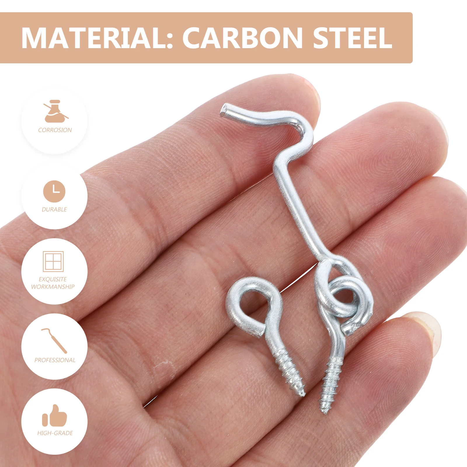 

4 Sets Door Hook Latch Carbon Hooks Hanger Safety Gate and Eye Catch Cabin Lock