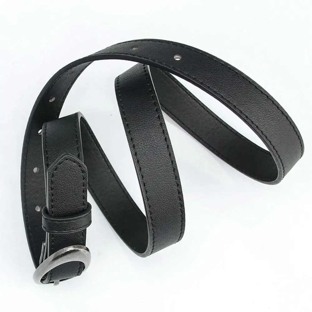 Fashion PU Leather Belt Elliptical Thin Buckle Waistband Alloy buckle Waist Strap Women