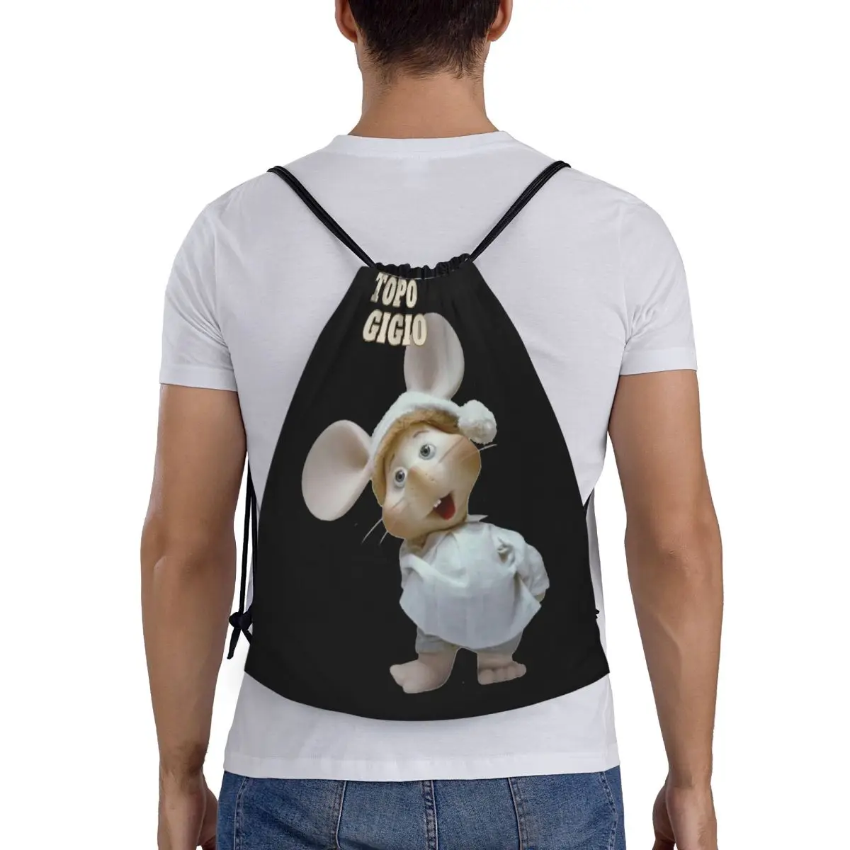 

Topo Gigio Backpacks Portable Drawstring Bags Sports Bag Book Bags for Travel School