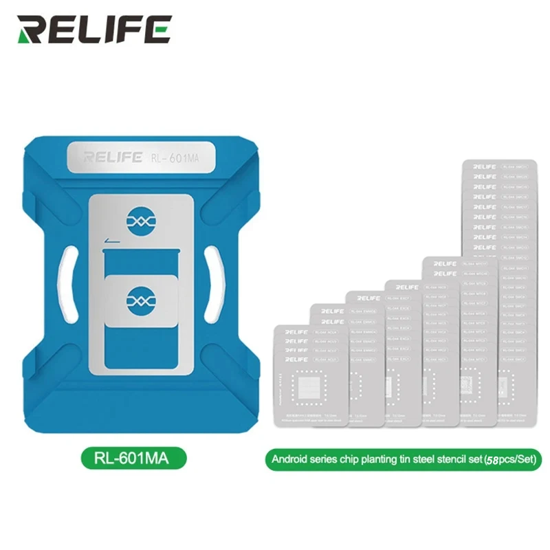 RELIFE RL-601MA 10 in 1 Universal CPU Reballing Stencil Platform For Android iPhone series IC Chip Planting Tin Template Fixture