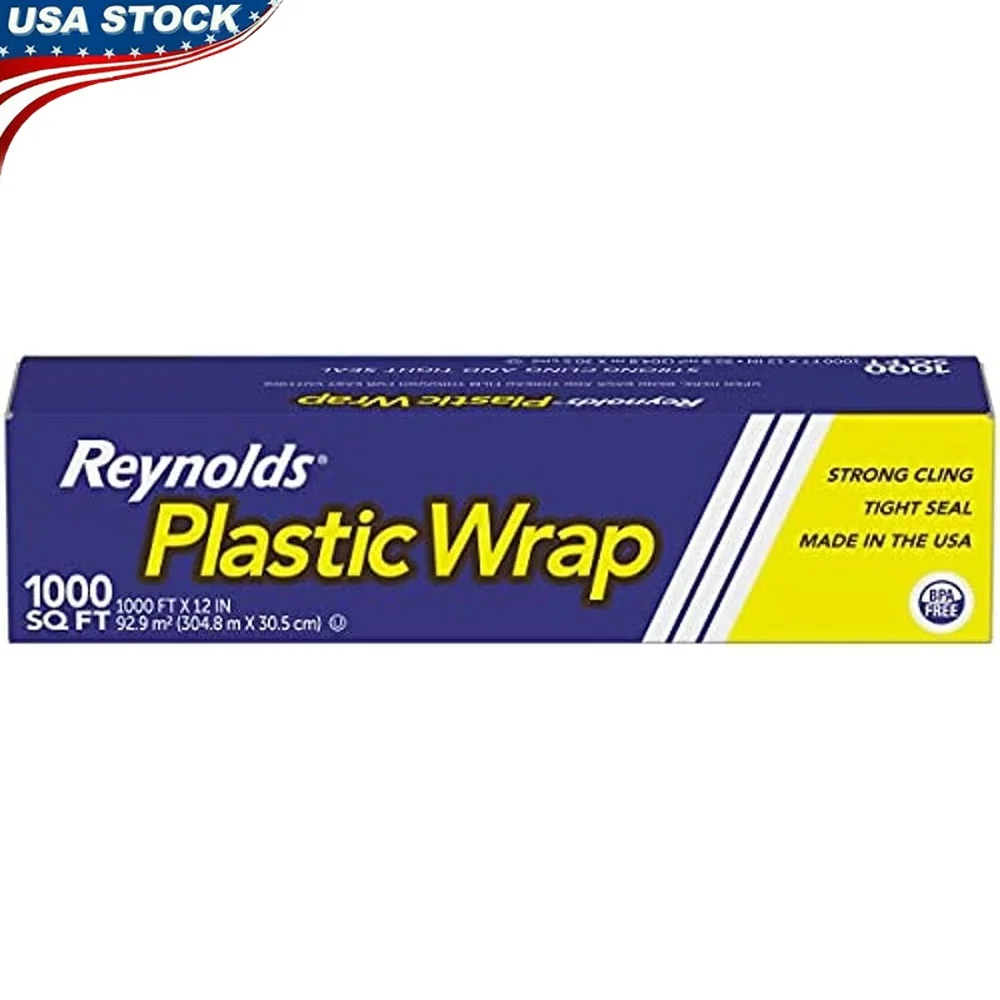 

Plastic Wrap 1000 Square Feet BPA-Free Microwave Safe Strong Cling Food Freshness Seal Kitchen Essential Food Storage