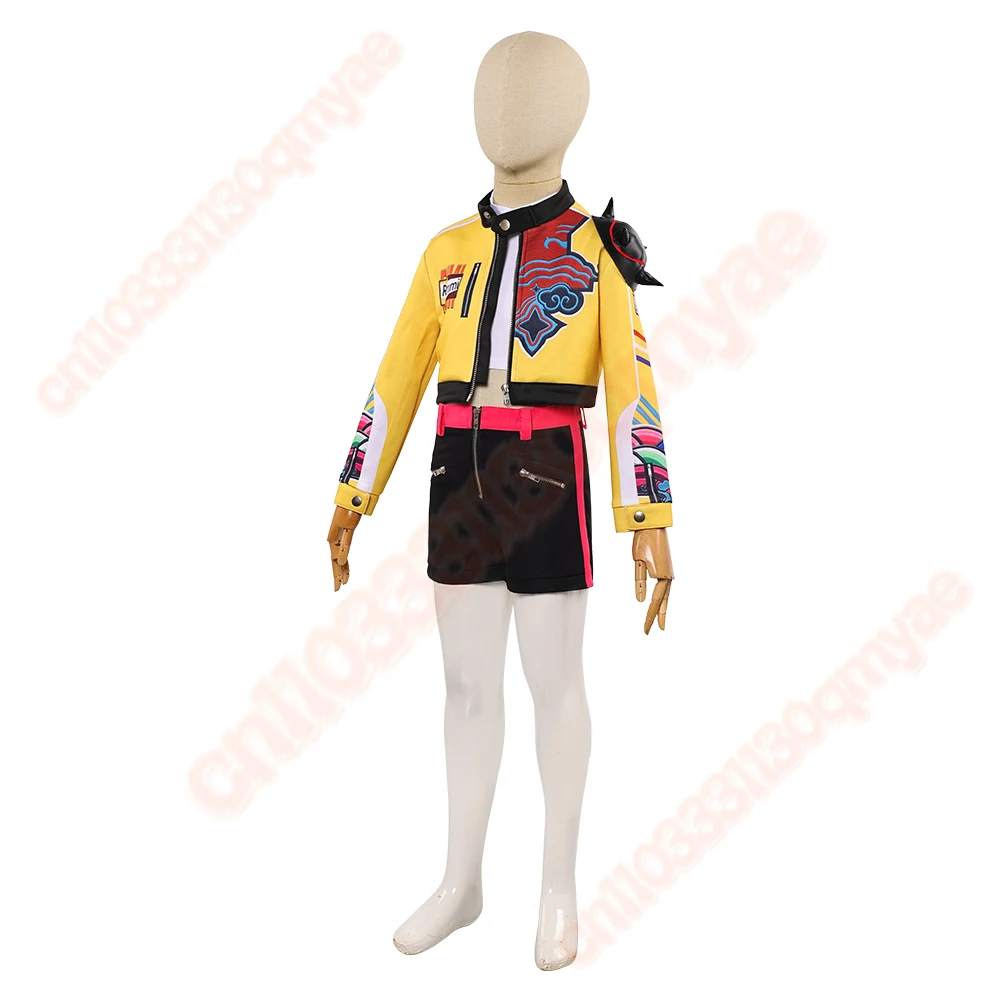 Disfraz de Cosplay de Rumi para niños, cazadores de dibujos animados de demonio, KPop, chaqueta de juego de rol para niñas, chaleco, pantalones cortos, trajes, traje de Carnaval de Halloween