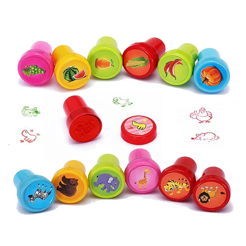 10pcs Assorted Seal for Kids Toy Self-ink Stamp Children Toy Stamps Smiley Face Seal Scrapbooking DIY Painting Photo Album Decor