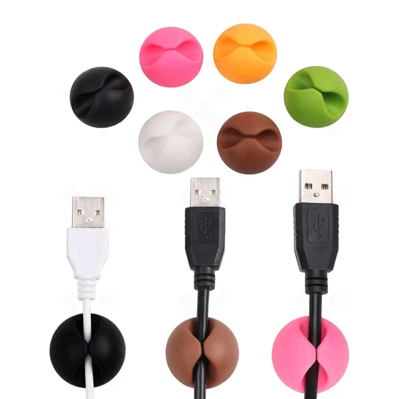 5pcs Slot Cable Organizer Silicone USB Cable Winder Desktop Tidy Management Clips portacavi per Mouse cuffie Wire