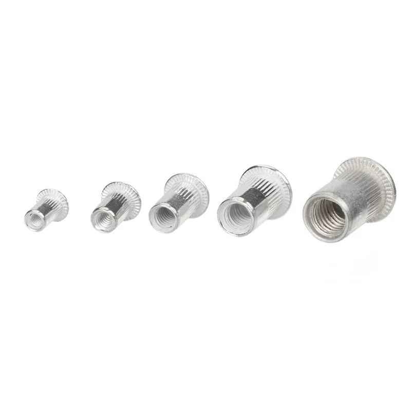 200pcs 304 Stainless Steel Rivet Nut Flat Head Vertical Pattern Ram Nail M3M4M5M6 Combination Kit