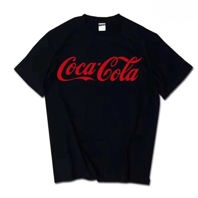 2026 Cotton Coca-Cola Short Sleeve T-shirt Men's and Women's Summer Casual Top Round Neck Print Bold Pattern Comfort Shirt