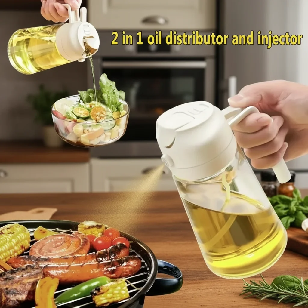 

2in1 500ml Plastic Spray Bottle Dispenser for Liquid Soap Cooking Accessory Kitchen Pots Sets Antidrip Oil Cruet Sprayer Jar