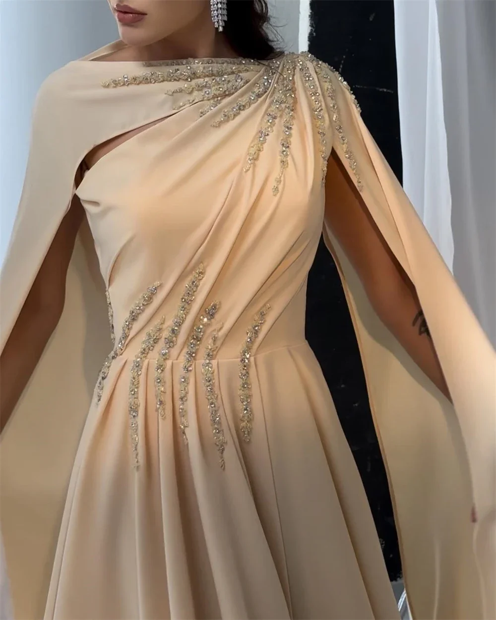 Customized Prom Dress فساتين كوكتيل Beads Ruch Chiffon Women Formal 2024 Occasion Evening Gown Arabic نسائيه س