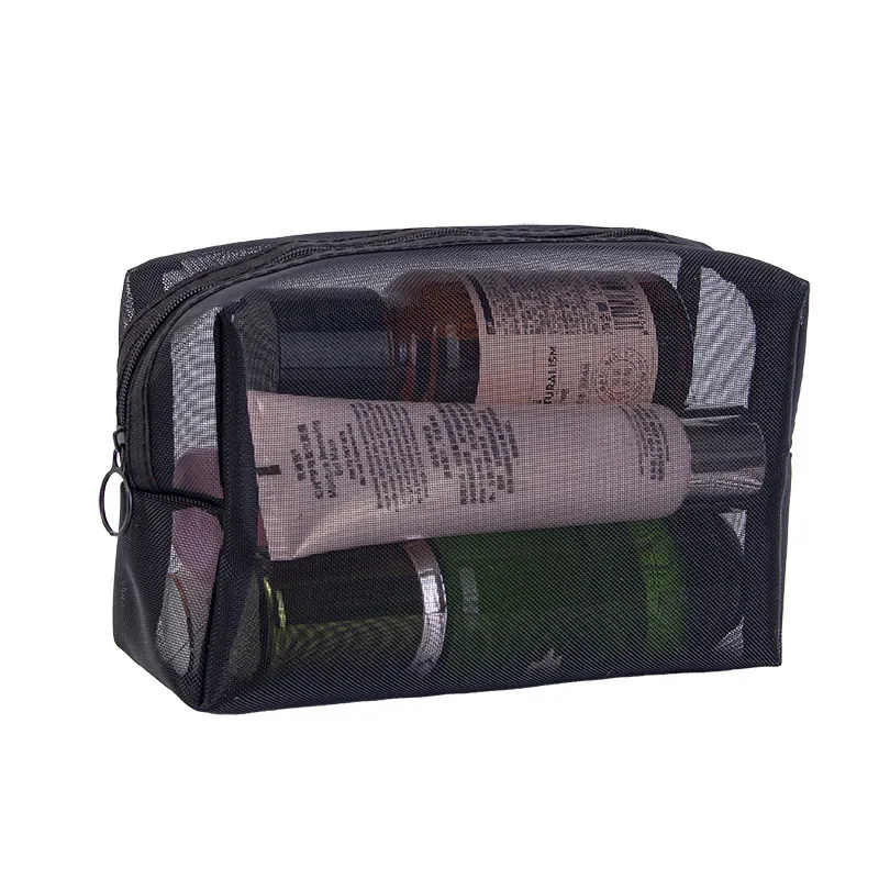 

1PCS Men's Cosmetic Bag Black Mesh Cosmetic Bag for BrushesT Ravel Organizer Bathing Transparent Toiletry Bags Makeup Pouch