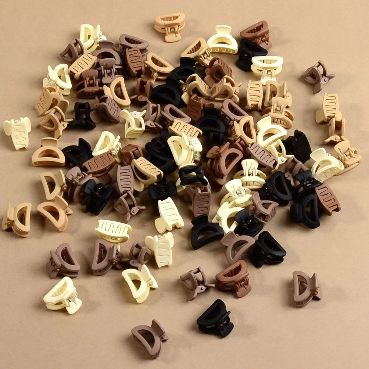 20/10Pcs Small Brown color mix Matte Hair Claw Clips Girls Fllower Rectange Semicircle Hair Clips Hair Accessories for Women