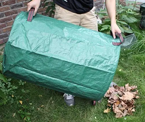Sacos de resíduos de quintal de 72 galões de 6 pacotes, sacos de folhas de jardim dobráveis resistentes reutilizáveis com anel de plástico, resíduos de quintal de pé