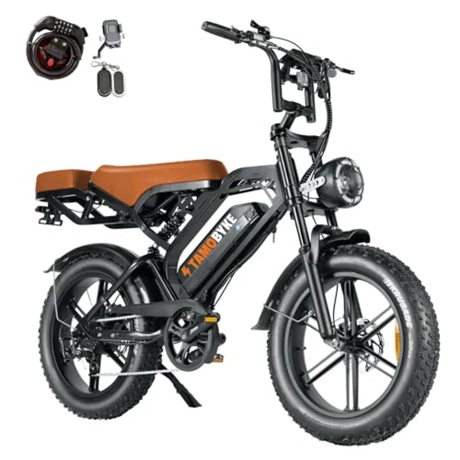 

V20 Series Moped 750W/1500W Electric Bike for Adults, 28-33mph Speed, 25-68 Miles PAS Range, 48V15.6Ah/18.2Ah Battery, 20'' Fat