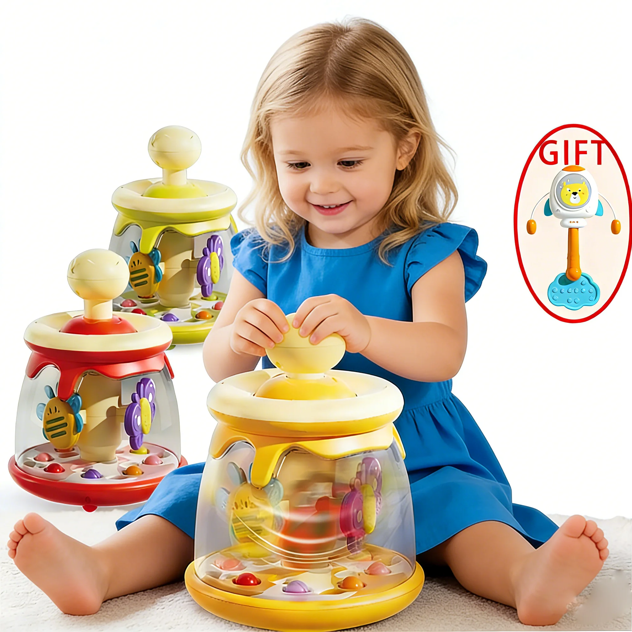 Baby Education Pressing Pressing Rotating with Insect&balls,hand Coordination, Soothing Toys for Kids Christmas Gift