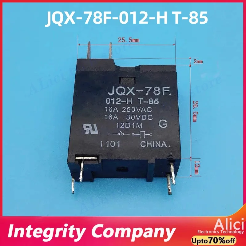 

5 шт./лот, оригинальный JQX-78F-012-H T-85 12 В 16 А 4 контакта для реле микроволновой печи