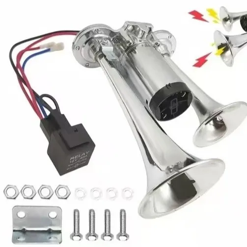 البوق بصوت عال قطار شاحنة الهواء القرن سيارة 12 فولت 24 فولت شاحنة قارب قطار حافلة الهواء الفولاذ المقاوم للصدأ سيارة الهواء القرن مصنع التصنيع