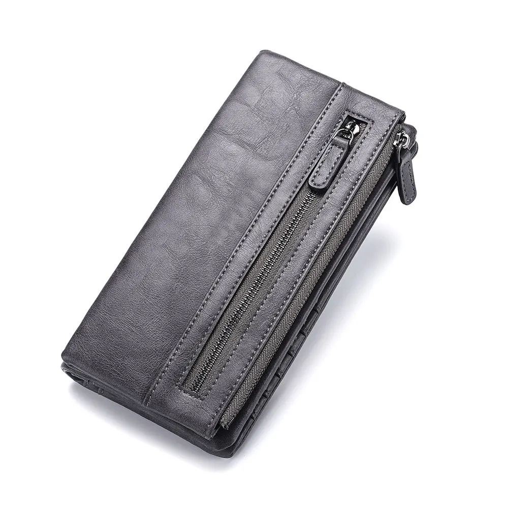 Wallet Men Detachable Long Wallet for Men Solid Color Zipper Design with Multiple Card Slots Clutch Purse