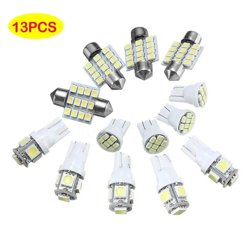 

13PCS T10 5050 5SMD T10 1206 8SMD 3528 12SMD 31mm Car LED Lights Bulb Kit for Car Interior Dome License Plate Lamps Tail Light