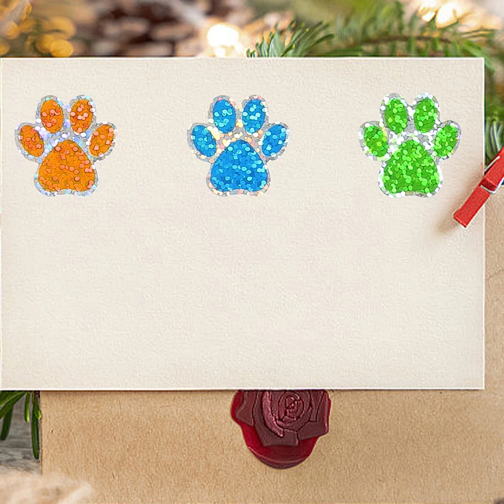 

2 Rolls Pet Dog Paw Stickers Self Adhesive Wall Decals Decorative Printed Art for Bedroom Living Room Kitchen