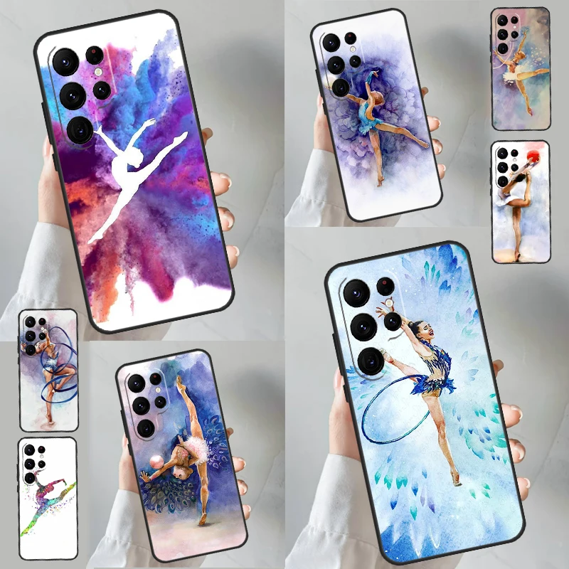 Gymnastics Oil Painting Case For Samsung Galaxy S24 S23 S22 Ultra S20 FE S21 FE Note 10 20 S8 S9 S10 Plus Coque