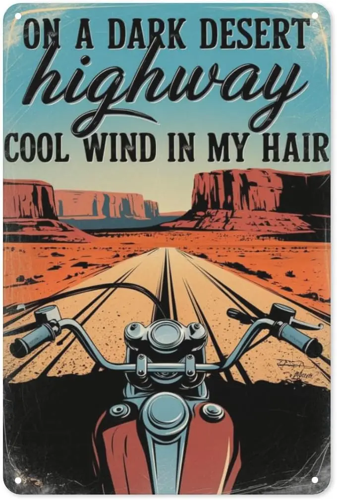 Biker Journey Tin Sign  Retro Motorcycle Metal Art for Garage ; Man Cave Road Trip Theme-aluminum