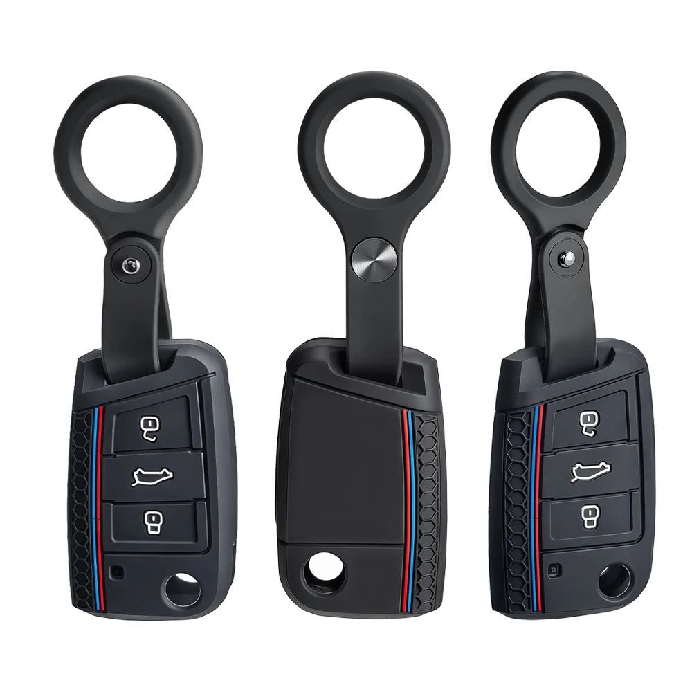 Silicone Keychain Car Remote Key Case Cover Holder For VW Volkswagen Golf 7 MK7 Tiguan MK2 T-roc T-cross Auto Accessories