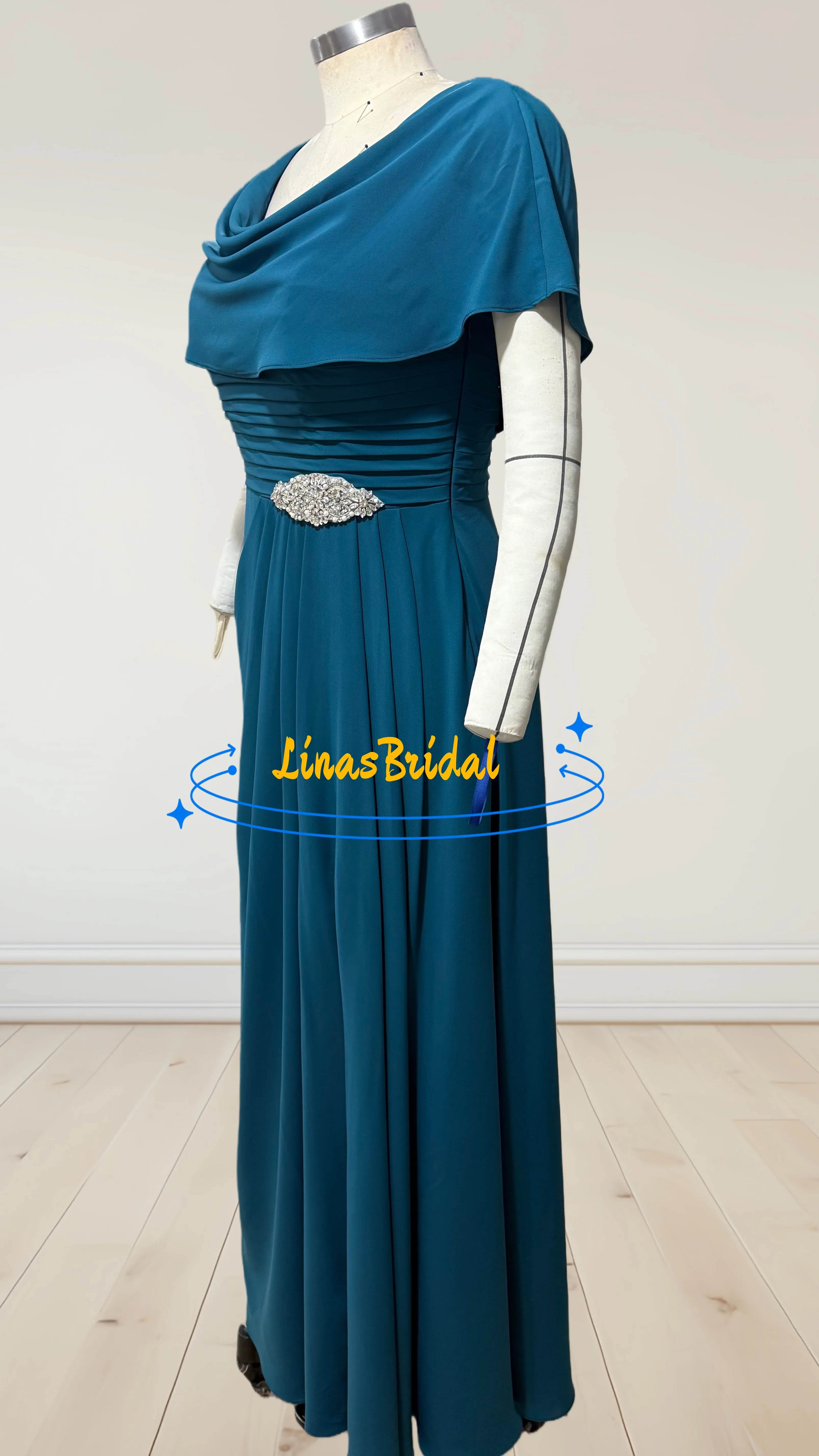 Abito da cerimonia per invitati a un matrimonio lungo fino al pavimento, abiti da cerimonia, abito per la madre della sposa con pieghe e cristalli 2026