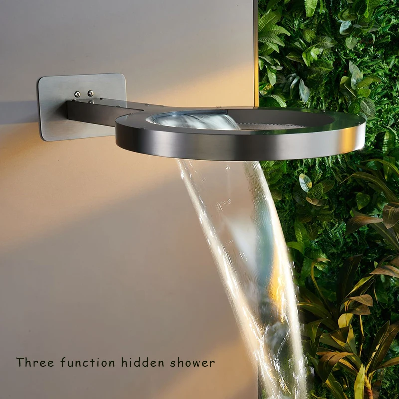 New Design Luxury 3 Function Bathroom Shower Head Rainfall ,Waterfall With handheld Shower Wall Mounted Shower set