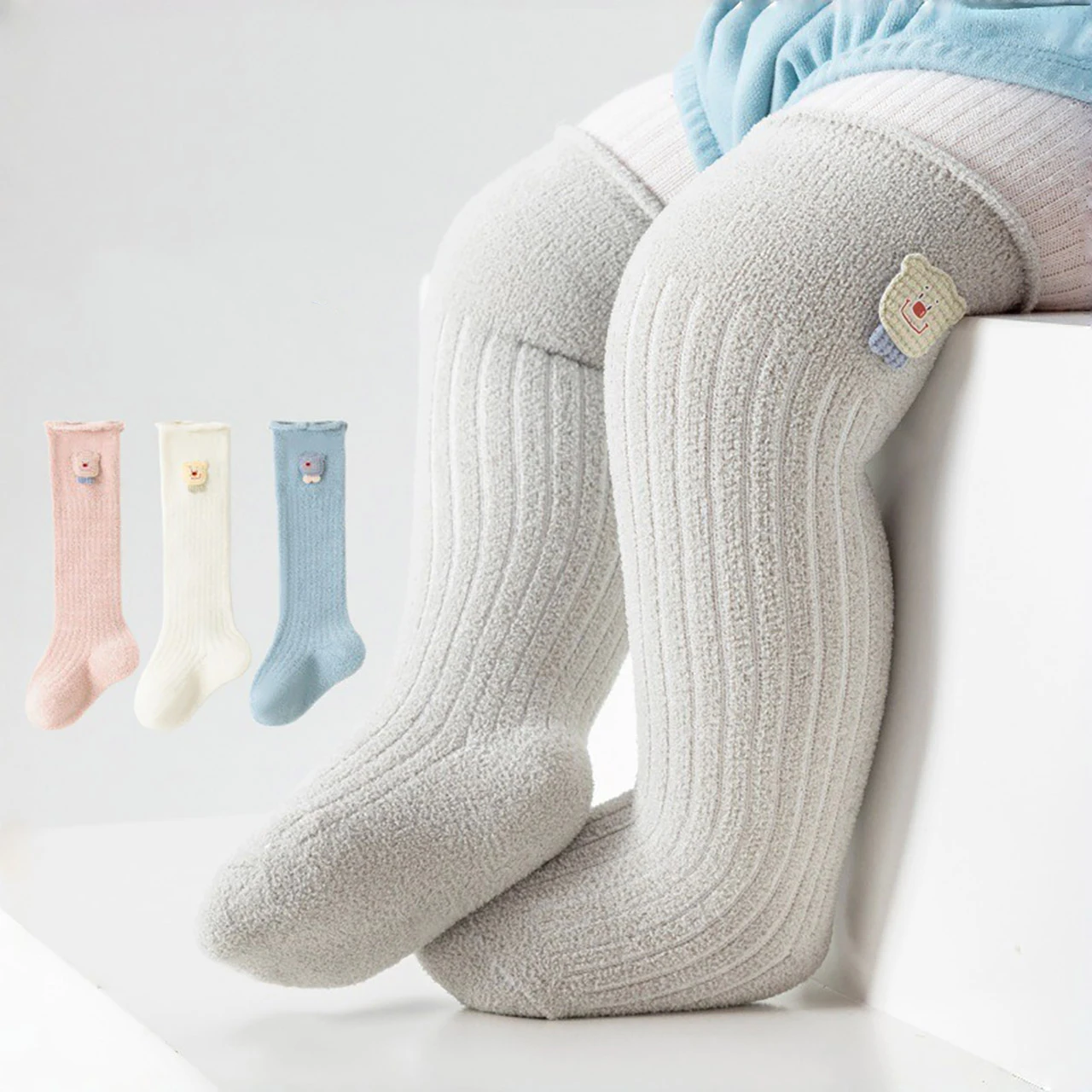 

Coral Fleece Baby Knee High Stocking Winter Warm Kids Long Socks 0-3Year Boy Girl Indoor Plush Sock Cute Cartoon Infant Footwear