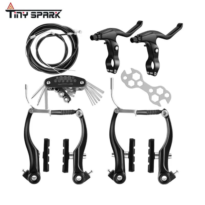 V-type Complete Universal Bicycle Brake Set Front Rear Internal and External Cable Including Brake Lever Caliper Bicycle Brake