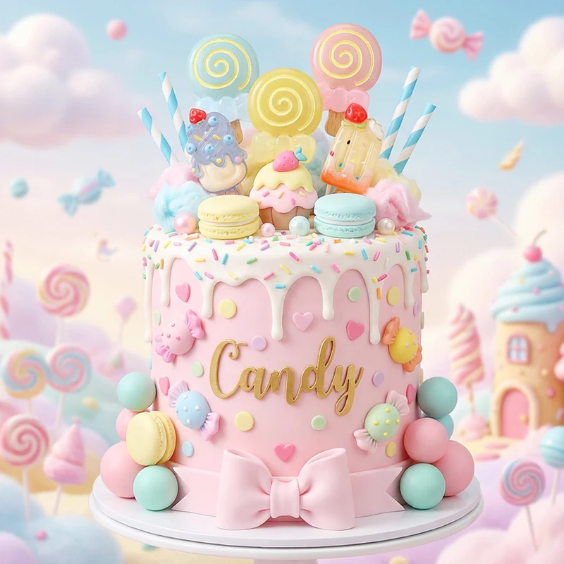 22pcs Candy Cake Topper Girls Birthday Party Decoration Lollipop Cake Decoration Ice Cream Cupcake Toppers - view 6