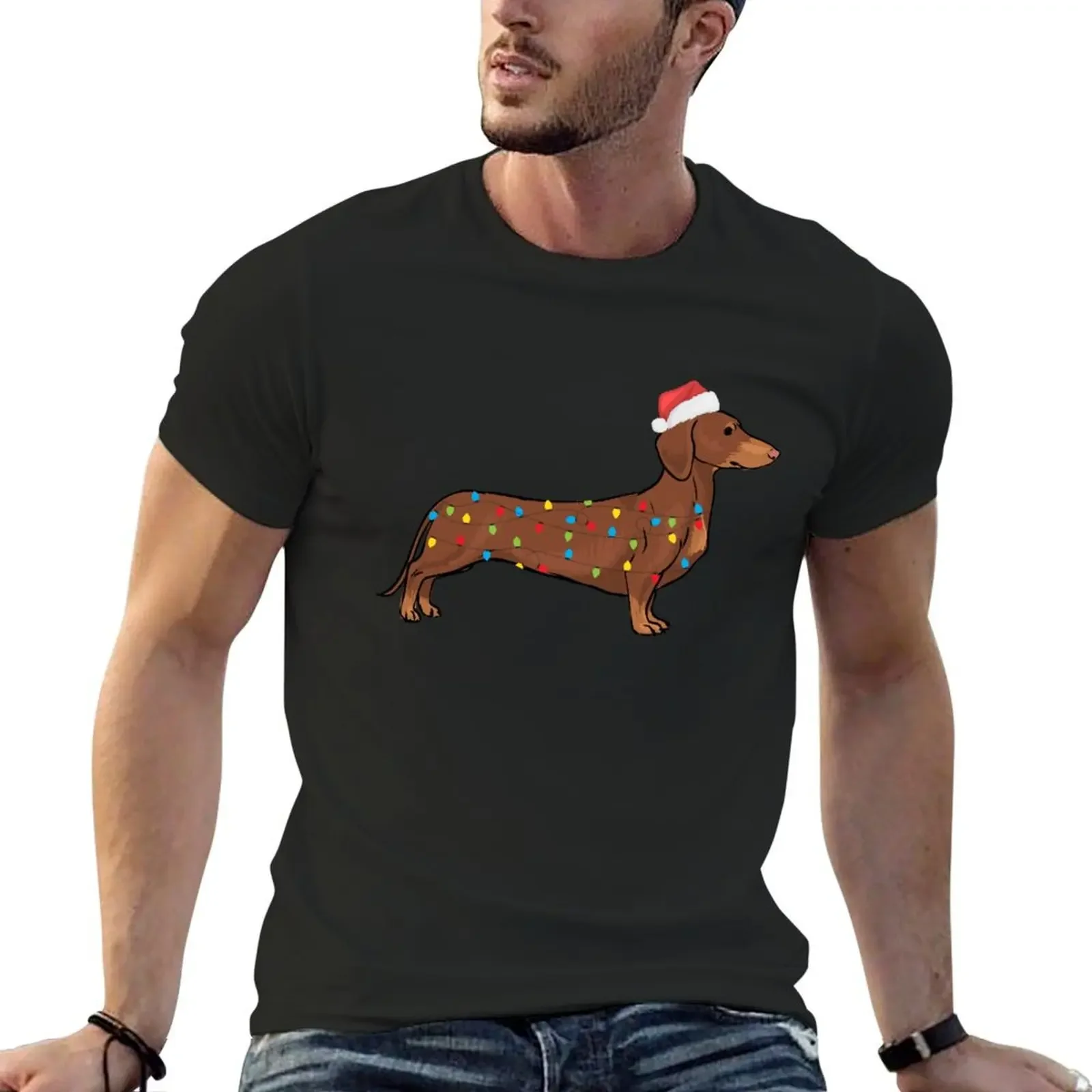 

Wieners Doxie Christmas Lights Xmas Gift T-Shirt customizeds sports fans animal prinfor boys mens shirts graphic tee