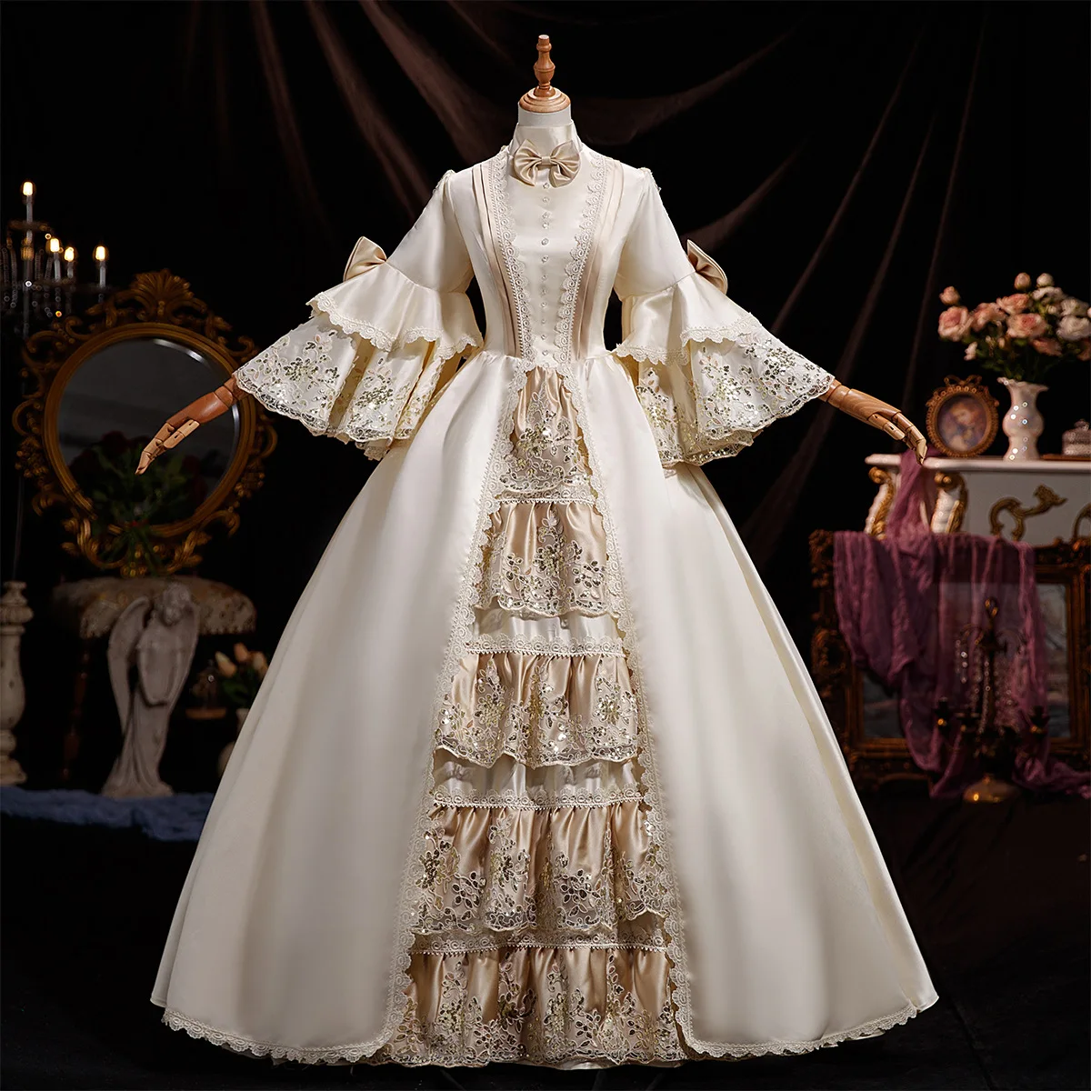 

French Champagne Photo Travel Photo Drama Princess Birthday Medieval Queen Court Dress Robe De Soirée Chic Et Élégante Paillette