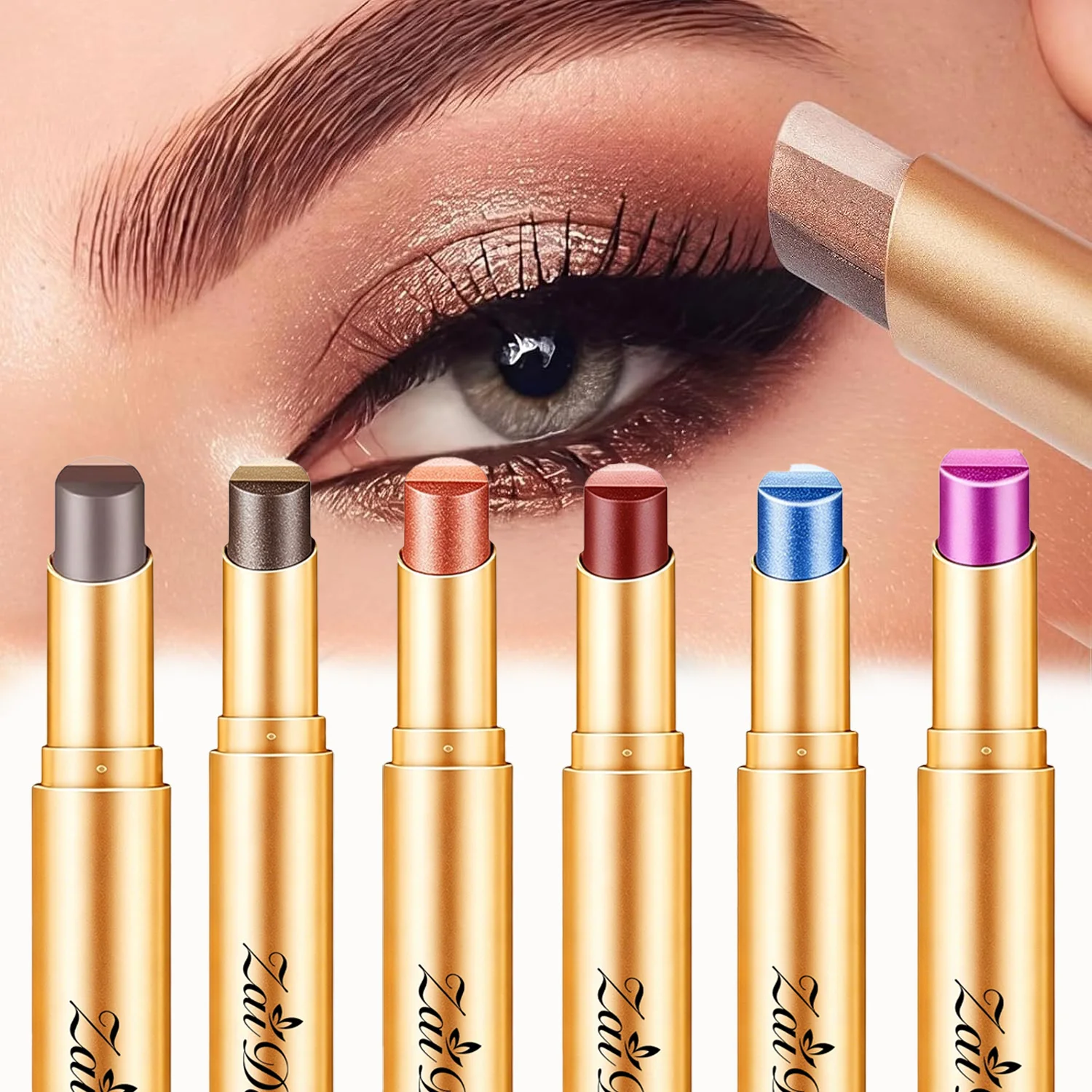 3 Color Gradient Eyeshadow Stick Set Matte&Shimmer Cream Eyeshadow Three Tone Waterproof Long Lasting Stick Eye Shadow for Women