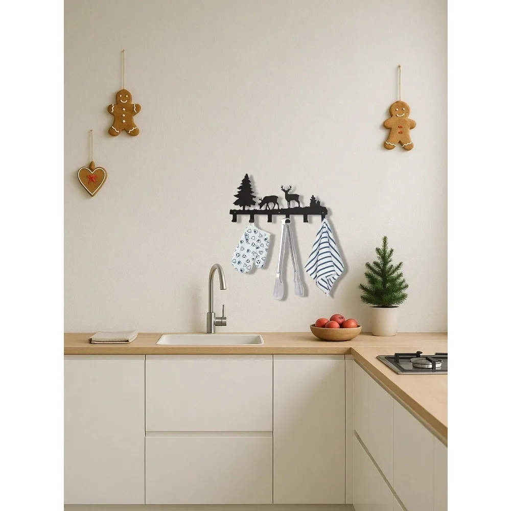 خطافات حائط سوداء غير لامعة مقاومة للصدأ شديدة التحمل - خطافات معطف مقاومة للماء لتوفير المساحة للقبعات والسترات والأكياس والمناشف - Easy Mou