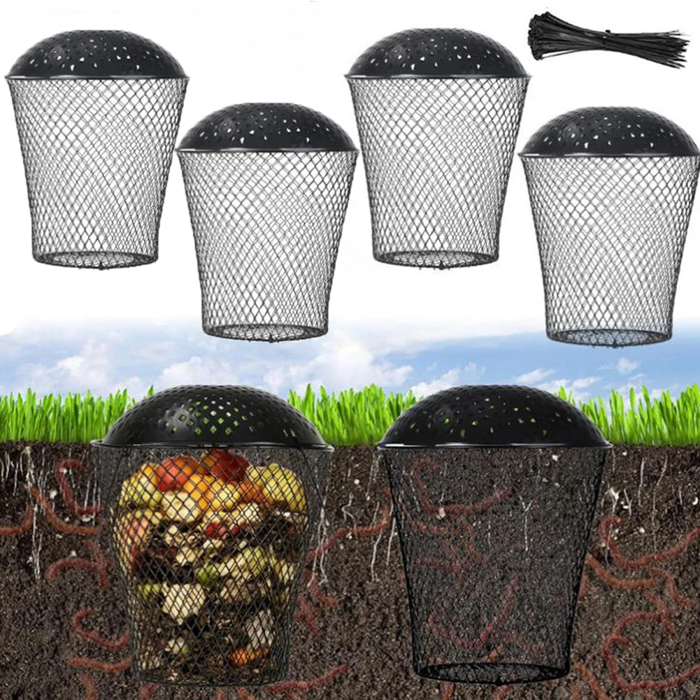 Inground Worm Composter With Grid Lids Metal Worm Farm Compost Bin Farm Drainage Filter Garden Tools