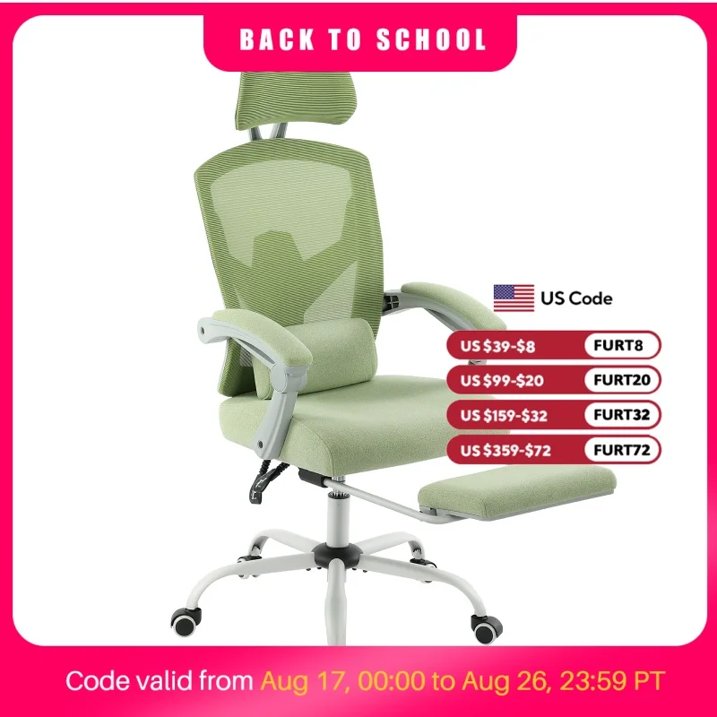 JHK Ergonomic Reclining High Back Mesh Living Room Rocking Gaming Chair Computer Desk Swivel Rolling  Lumbar Support Pillow