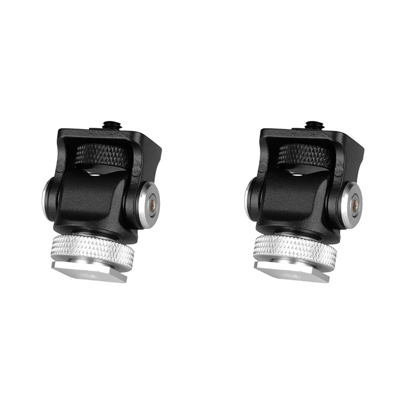 A14M 2X Hot Shoe Adjustable Monitor Holder Mount Camera Pan 360 Degree Tilt 180 Degree With Cold Shoe Mount And Tripod Head