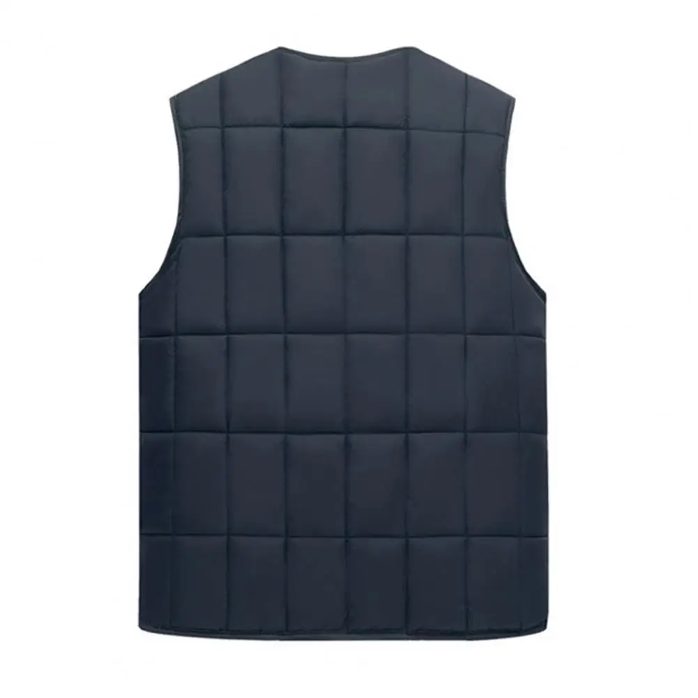 Gilet senza maniche da uomo gilet trapuntato con scollo a v e fodera in peluche tasche con cerniera gilet termico senza maniche per l'inverno