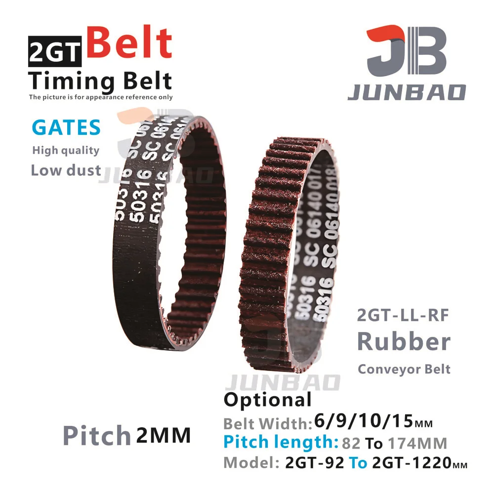 

GATES 2GT RF High Quality Low Dust Synchronous Belt GT2 Timing Belt width 6 9 10 15MM Belt Length LP=92 To 1220MM VORON Printer